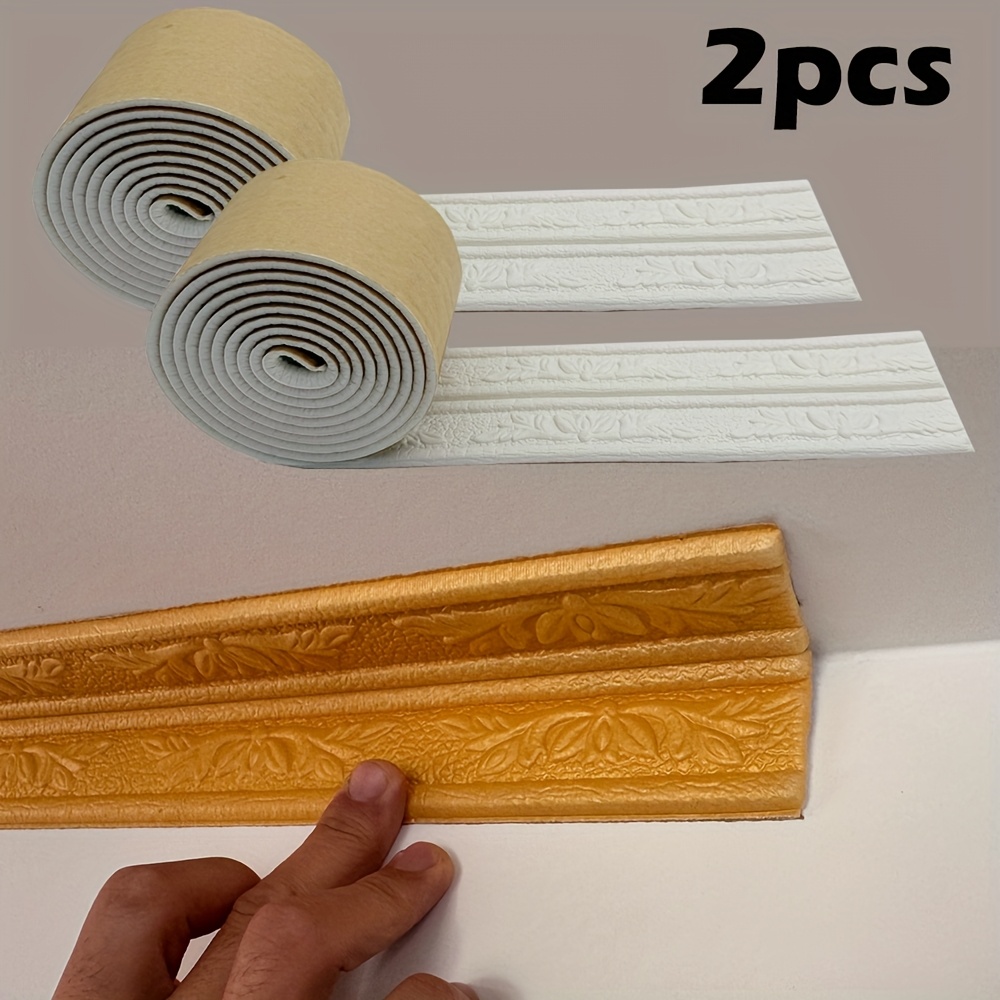 Baseboard Molding Trim - 2pcs Emboss Self Adhesive celling wallpaper