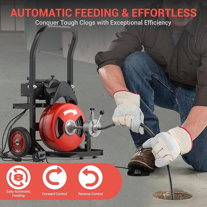 100Ft 1/2 Inch Cable Auto-Feed - Plumbing Snake Drain ulasan dan harga